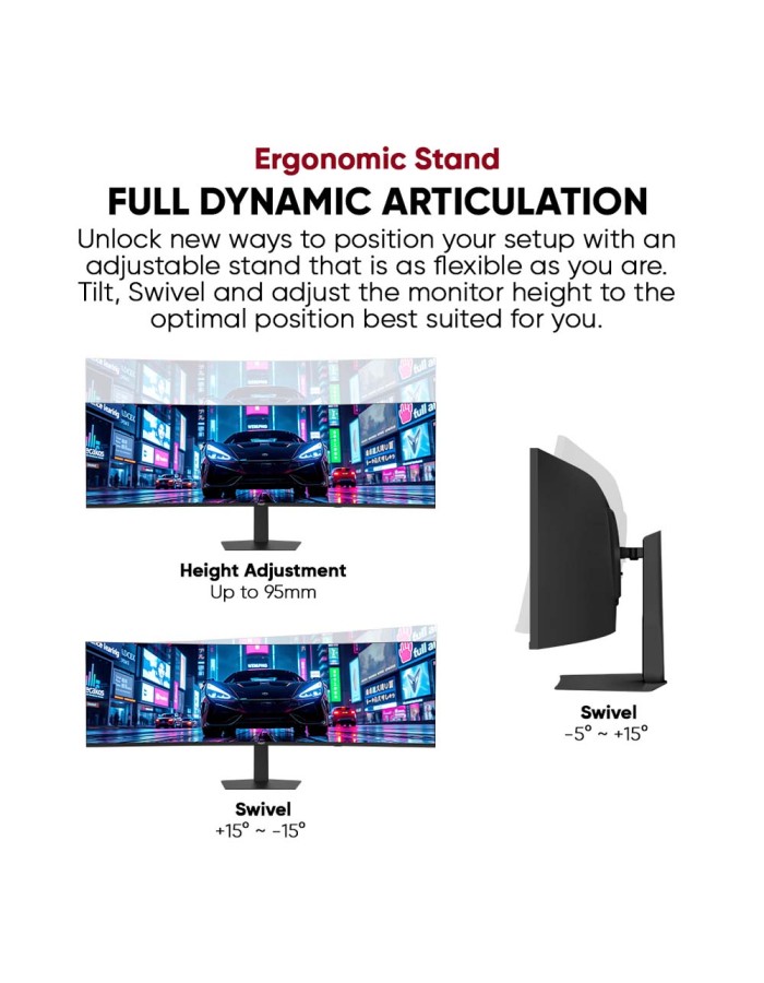 Armaggeddon Gaming Monitor 49'' Curved DQHD 5K 165Hz R1500 PIP Height Adjustable PXP 49 Pro Black Armaggeddon Gaming Monitor 49'' Curved DQHD 5K 165Hz R1500 PIP Height Adjustable PXP 49 Pro Black