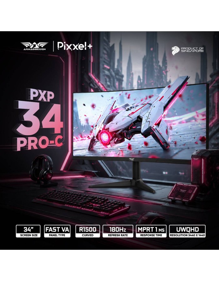 Armaggeddon Gaming Monitor 34'' Curved 3.5K 180Hz 1ms PIP/PBP 1800R PXP 34-Pro-C White Armaggeddon Gaming Monitor 34'' Curved 3.5K 180Hz 1ms PIP/PBP 1800R PXP 34-Pro-C White