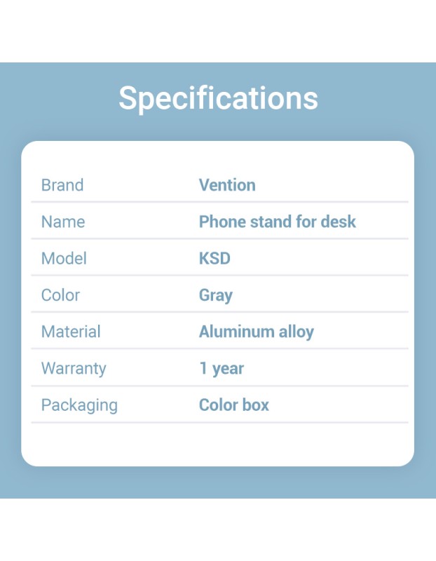 Vention MA Stand Rotatable & Foldable for Phone/Tablet Aluminium Grey KSDH0