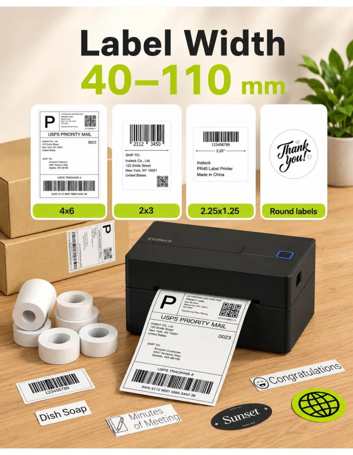 Inateck Label Barcode Printer Thermal Bluetooth & USB PR40 Black Inateck Label Barcode Printer Thermal Bluetooth & USB PR40 Black