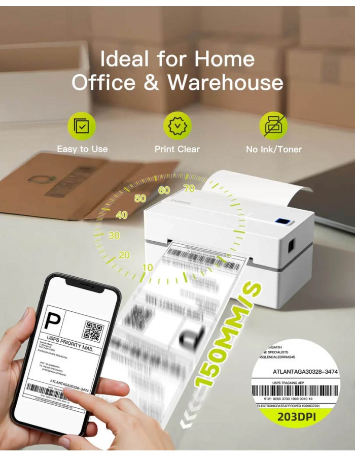 Inateck Label Barcode Printer Thermal Bluetooth & USB PR40 Black Inateck Label Barcode Printer Thermal Bluetooth & USB PR40 Black