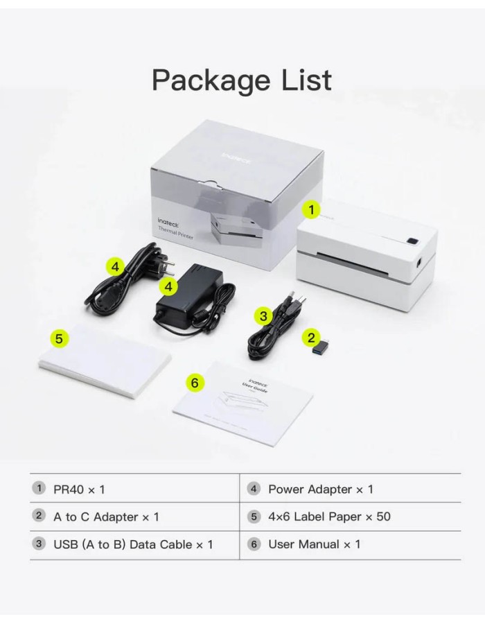 Inateck Label Barcode Printer Thermal Bluetooth & USB PR40 Black Inateck Label Barcode Printer Thermal Bluetooth & USB PR40 Black