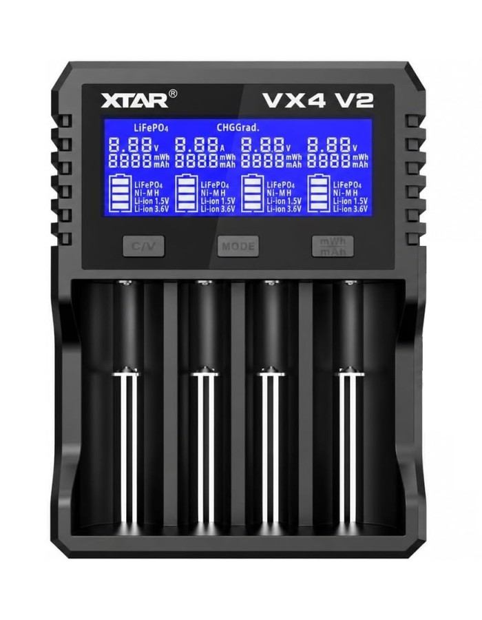 XTAR VX4 V2 Ultra Fast Charger & Tester 3A for Lithium/LiFe-Po4/NIMH Batteries