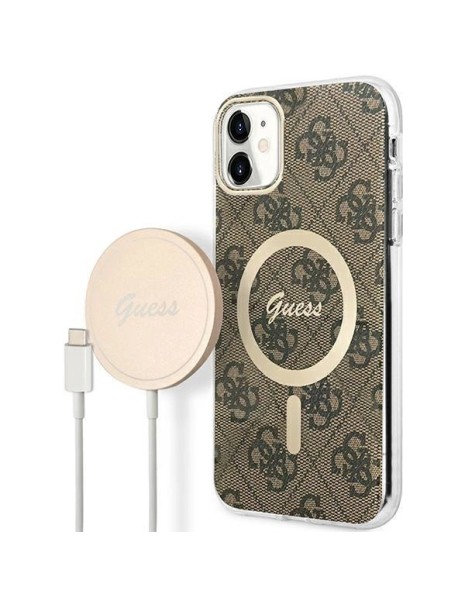 Set Guess GUBPN61H4EACSW Case+Charger iPhone 11 6.1" brown/brown hard case 4G Print MagSafe