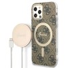 Set Guess GUBPP12MH4EACSW Case+ Charger iPhone 12/12 Pro brown/brown hard case 4G Print MagSafe