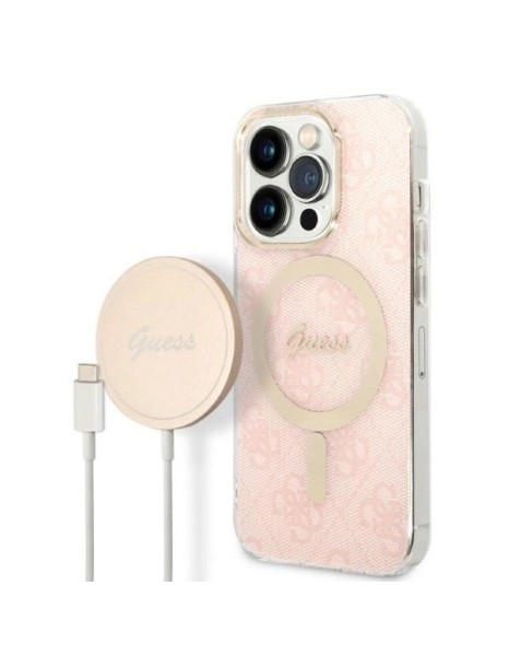 Set Guess GUBPP14LH4EACSP Case+ Charger iPhone 14 Pro 6.1" pink/pink hard case 4G Print MagSafe Set Guess GUBPP14LH4EACSP Case+ Charger iPhone 14 Pro 6.1" pink/pink hard case 4G Print MagSafe