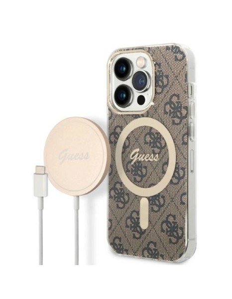 Set Guess GUBPP14LH4EACSW Case+ Charger iPhone 14 Pro 6.1" brown/brown hard case 4G Print MagSafe Set Guess GUBPP14LH4EACSW Case+ Charger iPhone 14 Pro 6.1" brown/brown hard case 4G Print MagSafe