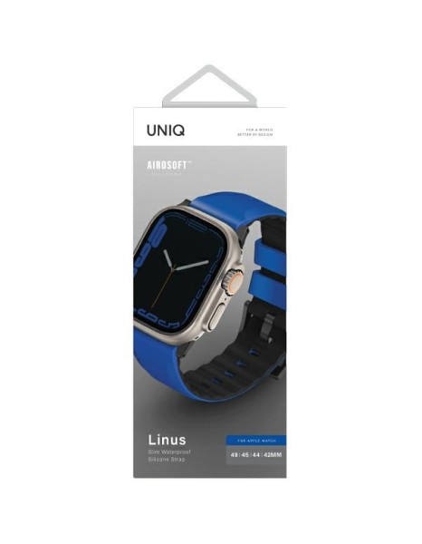 Uniq Linus Airosoft Silicone Strap for Apple Watch 1/2/3/4/5/6/7/8/SE/SE2/Ultra 42/44/45/49mm - Blue Uniq Linus Airosoft Silicone Strap for Apple Watch 1/2/3/4/5/6/7/8/SE/SE2/Ultra 42/44/45/49mm - Blue