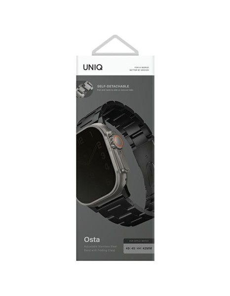 Uniq Osta Stainless Steel Strap for Apple Watch 1/2/3/4/5/6/7/8/SE/SE2/Ultra 42/44/45/49mm - Black Uniq Osta Stainless Steel Strap for Apple Watch 1/2/3/4/5/6/7/8/SE/SE2/Ultra 42/44/45/49mm - Black