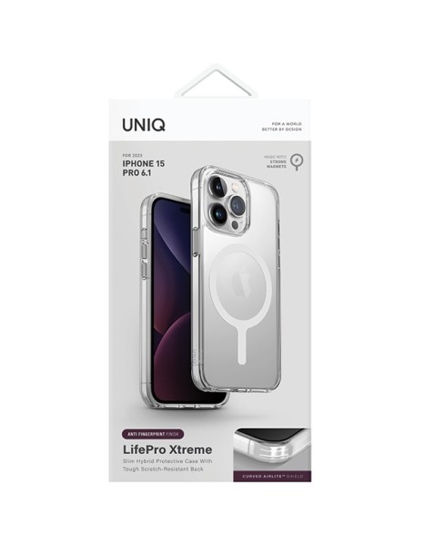 Uniq LifePro Xtreme Magclick Charging case for iPhone 15 Pro - transparent