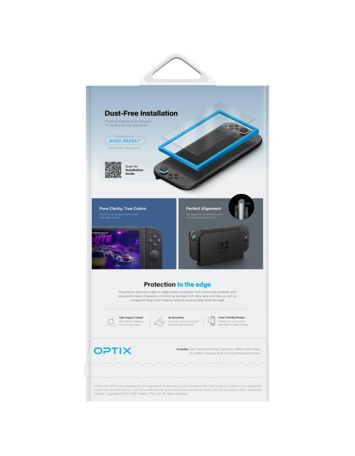 Uniq Optix Clear Tempered Glass for Nintendo Switch 2 Uniq Optix Clear Tempered Glass for Nintendo Switch 2