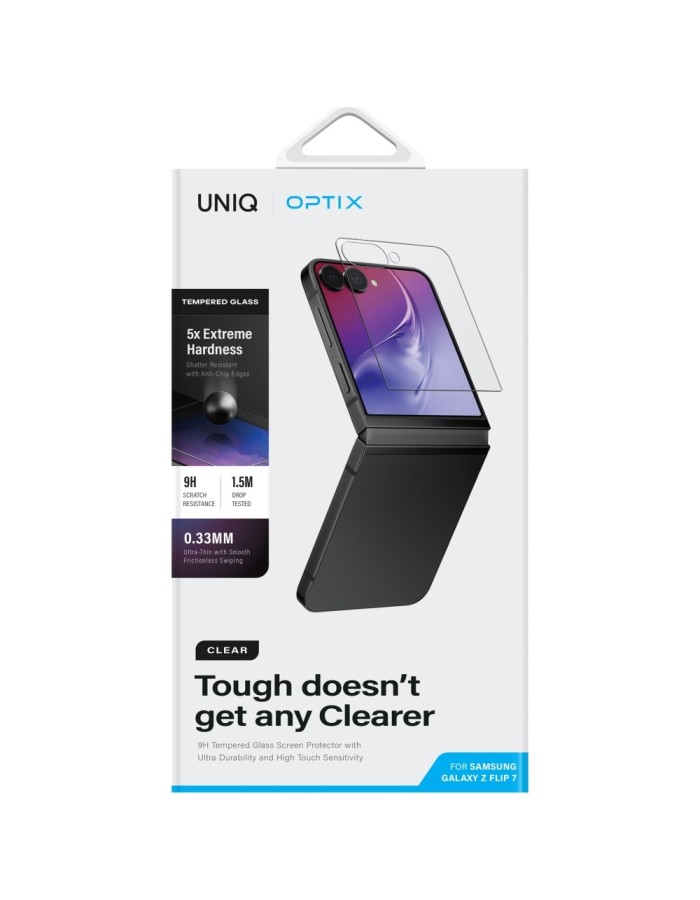Uniq Optix Clear Tempered Glass for Samsung Galaxy Z Flip 7 Uniq Optix Clear Tempered Glass for Samsung Galaxy Z Flip 7