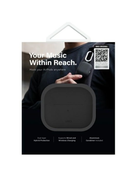 Uniq Nexo AirPods 4 + Ear Hooks Silicone case - black