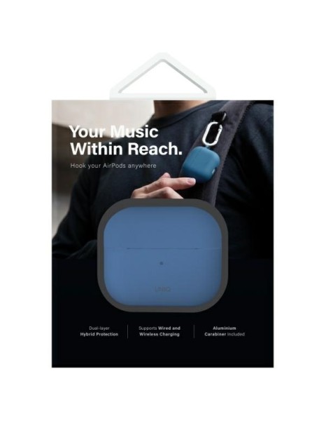 Uniq Nexo AirPods 4 + Ear Hooks Silicone case - blue Uniq Nexo AirPods 4 + Ear Hooks Silicone case - blue