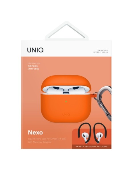 Uniq Nexo AirPods 4 + Ear Hooks Silicone case - orange Uniq Nexo AirPods 4 + Ear Hooks Silicone case - orange