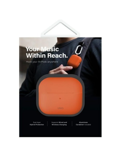 Uniq Nexo AirPods 4 + Ear Hooks Silicone case - orange Uniq Nexo AirPods 4 + Ear Hooks Silicone case - orange