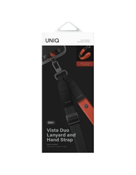 Uniq Vista 2-in-1 phone lanyard - black and orange Uniq Vista 2-in-1 phone lanyard - black and orange