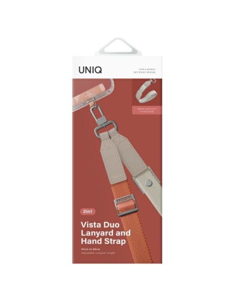 Uniq Vista 2-in-1 phone lanyard - orange and beige Uniq Vista 2-in-1 phone lanyard - orange and beige