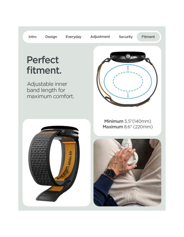 Spigen Athlex Air band for Google Pixel Watch 41 mm - black and orange