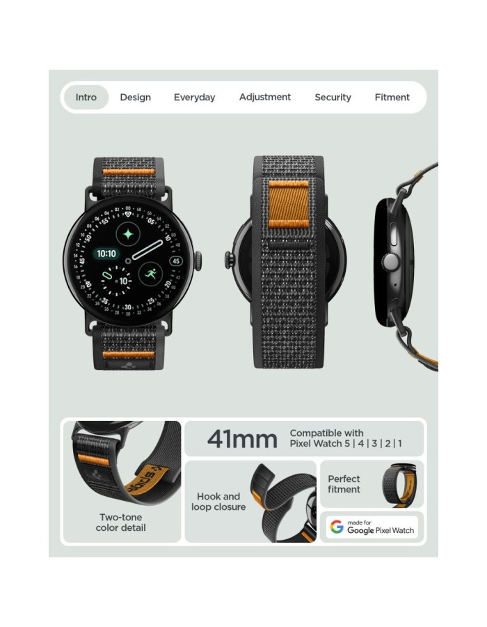 Spigen Athlex Air band for Google Pixel Watch 41 mm - black and orange