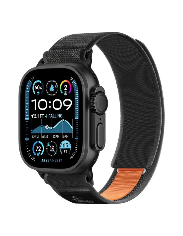 Tech-Protect Nylon Elite Band for Apple Watch 44 / 45 / 46 / 49 mm - black-orange