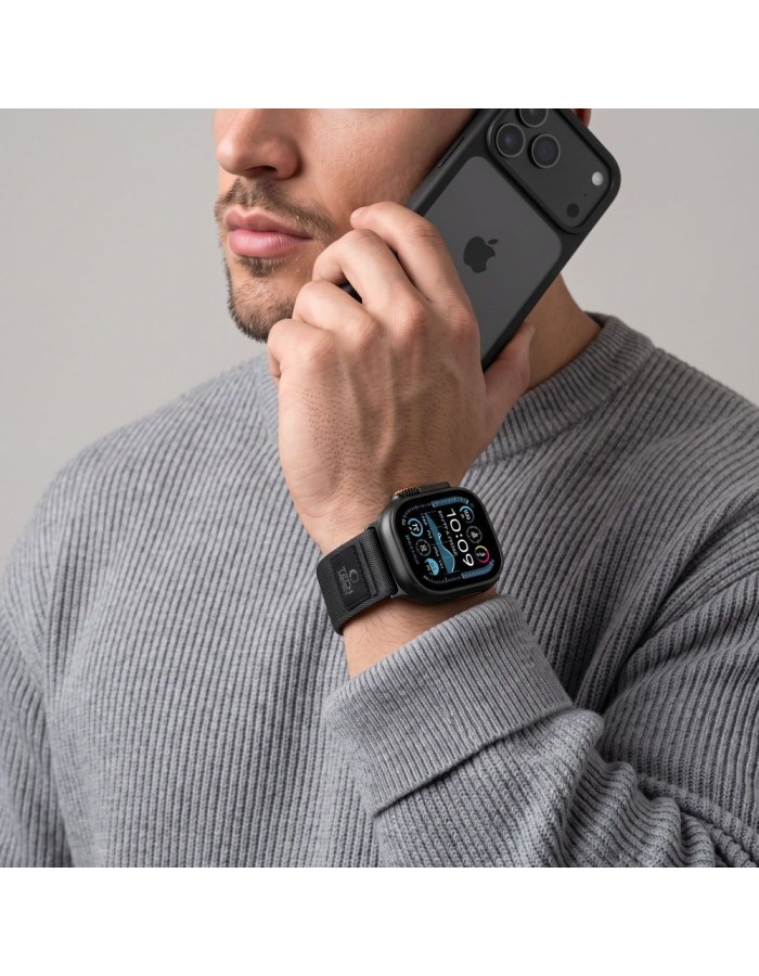 Tech-Protect Nylon Elite Band for Apple Watch 44 / 45 / 46 / 49 mm - black-orange