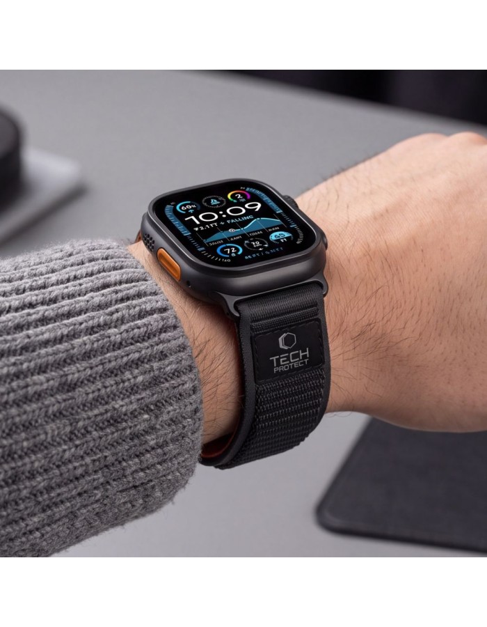 Tech-Protect Nylon Elite Band for Apple Watch 44 / 45 / 46 / 49 mm - black-orange