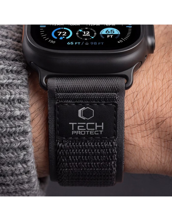 Tech-Protect Nylon Elite Band for Apple Watch 44 / 45 / 46 / 49 mm - black-orange