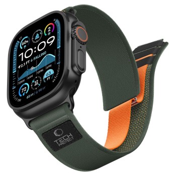 Tech-Protect Nylon Elite Band for Apple Watch 44 / 45 / 46 / 49 mm - green-orange