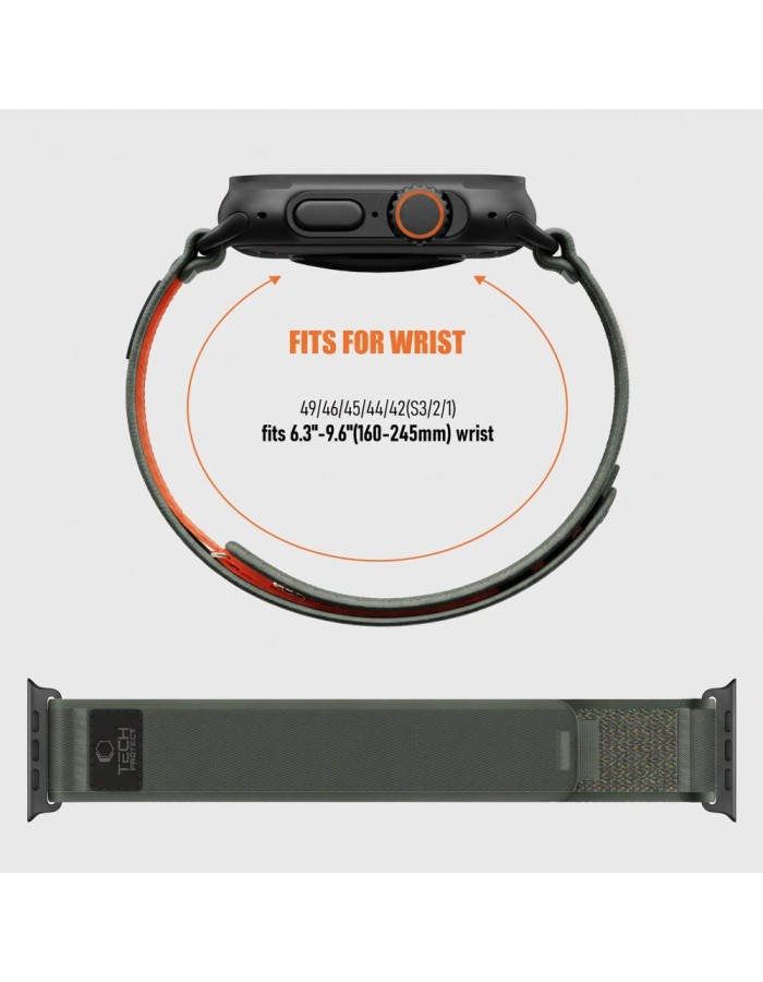 Tech-Protect Nylon Elite Band for Apple Watch 44 / 45 / 46 / 49 mm - green-orange Tech-Protect Nylon Elite Band for Apple Watch 44 / 45 / 46 / 49 mm - green-orange