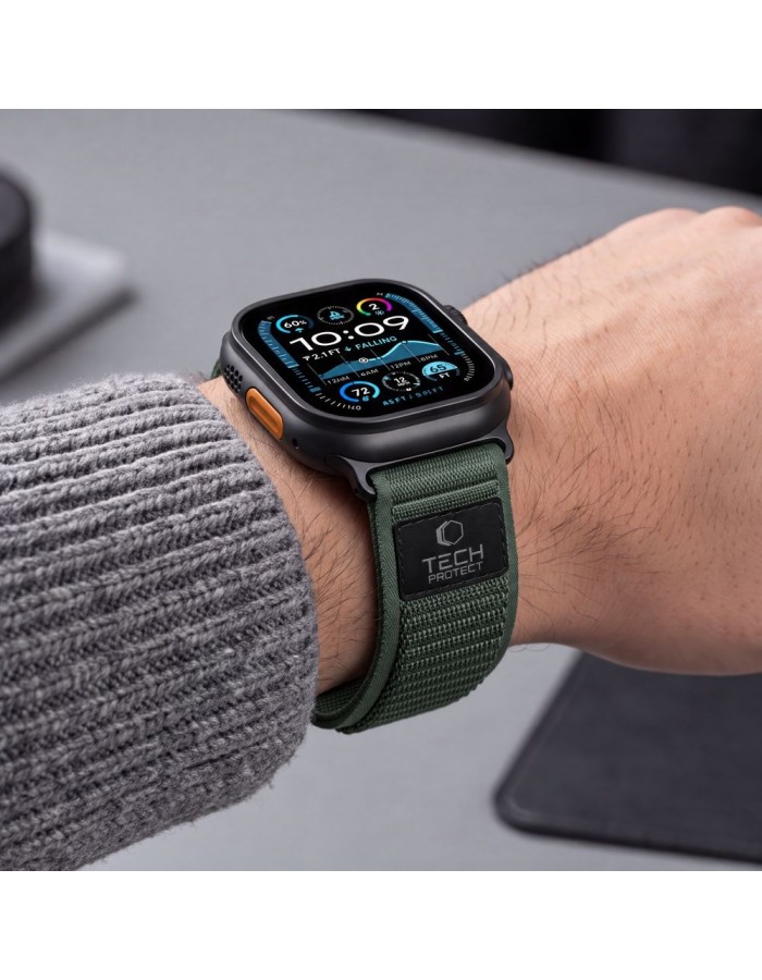 Tech-Protect Nylon Elite Band for Apple Watch 44 / 45 / 46 / 49 mm - green-orange Tech-Protect Nylon Elite Band for Apple Watch 44 / 45 / 46 / 49 mm - green-orange