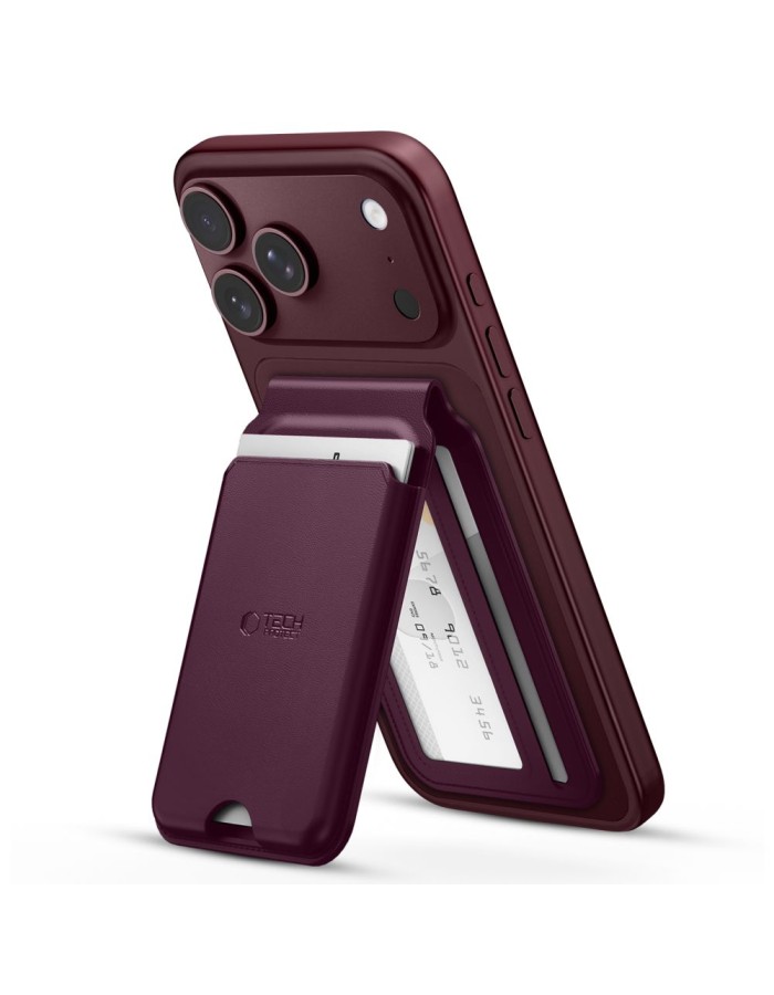 Tech-Protect MagWallet Stand MagSafe Magnetic Phone Wallet - Burgundy Tech-Protect MagWallet Stand MagSafe Magnetic Phone Wallet - Burgundy