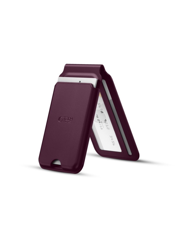Tech-Protect MagWallet Stand MagSafe Magnetic Phone Wallet - Burgundy Tech-Protect MagWallet Stand MagSafe Magnetic Phone Wallet - Burgundy