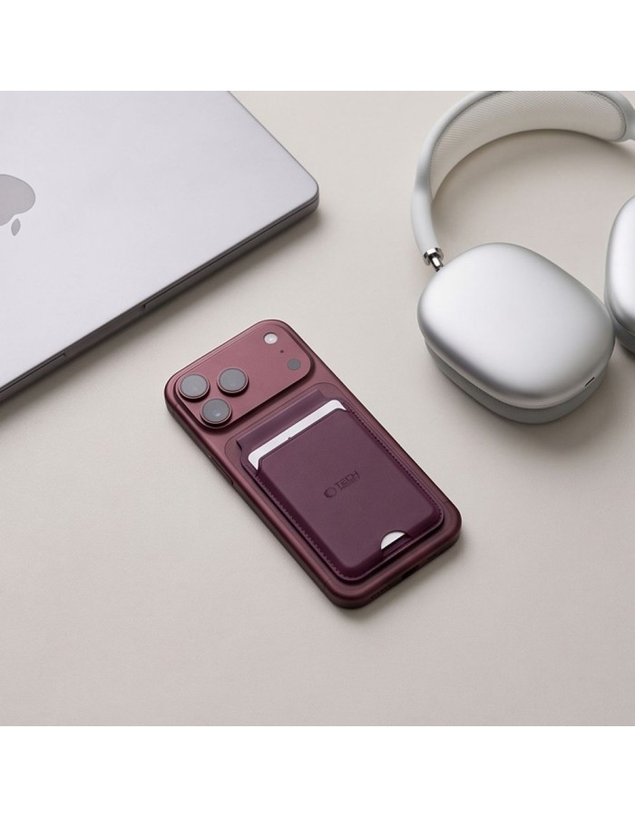 Tech-Protect MagWallet Stand MagSafe Magnetic Phone Wallet - Burgundy Tech-Protect MagWallet Stand MagSafe Magnetic Phone Wallet - Burgundy