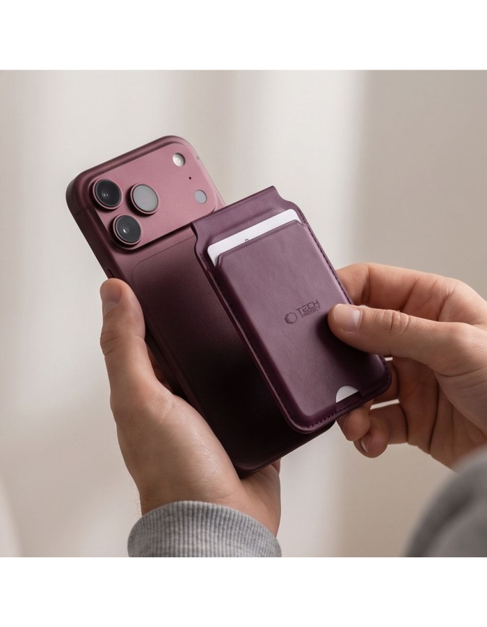 Tech-Protect MagWallet Stand MagSafe Magnetic Phone Wallet - Burgundy Tech-Protect MagWallet Stand MagSafe Magnetic Phone Wallet - Burgundy