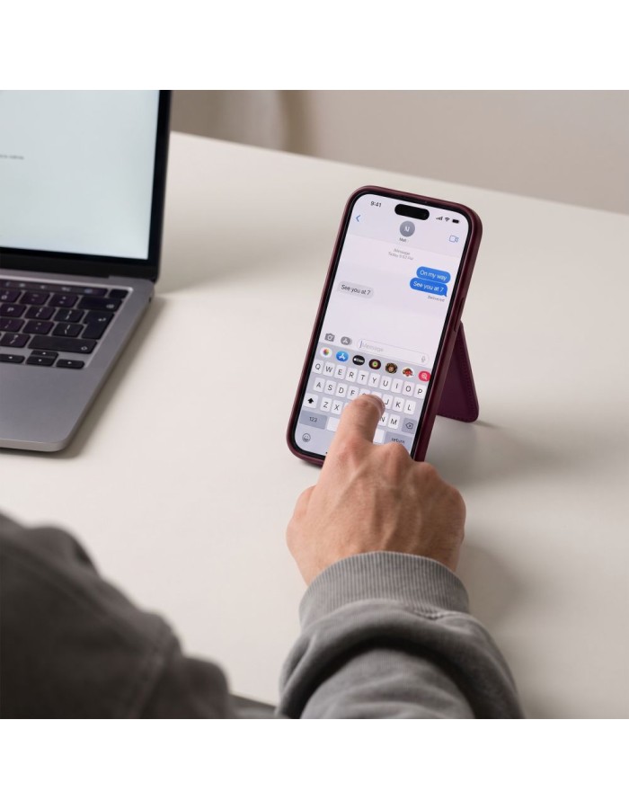 Tech-Protect MagWallet Stand MagSafe Magnetic Phone Wallet - Burgundy Tech-Protect MagWallet Stand MagSafe Magnetic Phone Wallet - Burgundy