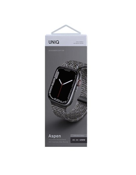 Uniq Aspen Braided Strap for Apple Watch 1/2/3/4/5/6/7/8/SE/SE2 44/42/45mm - Gray Uniq Aspen Braided Strap for Apple Watch 1/2/3/4/5/6/7/8/SE/SE2 44/42/45mm - Gray