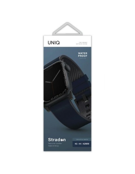 Uniq Straden Leather Hybrid Strap for Apple Watch 1/2/3/4/5/6/7/8/SE/SE2/Ultra 42/44/45/49mm - blue Uniq Straden Leather Hybrid Strap for Apple Watch 1/2/3/4/5/6/7/8/SE/SE2/Ultra 42/44/45/49mm - blue