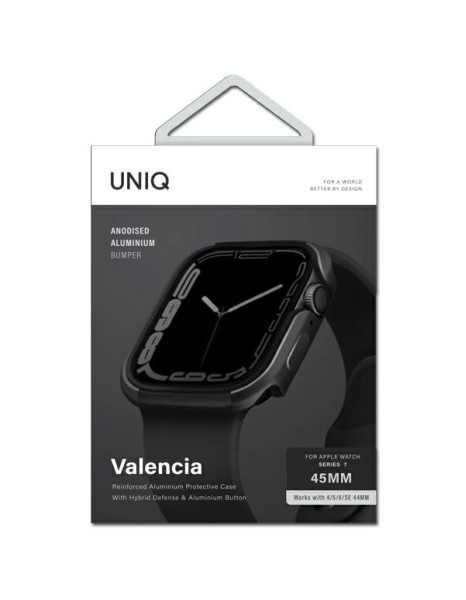 Uniq case Valencia Apple Watch Series 4/5/6/7/8/SE/SE2 45/44mm. graphite/graphite