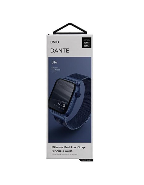 Uniq Dante Stainless Steel Strap for Apple Watch 1/2/3/4/5/6/7/8/SE/SE2 38/40/41mm - Blue Uniq Dante Stainless Steel Strap for Apple Watch 1/2/3/4/5/6/7/8/SE/SE2 38/40/41mm - Blue