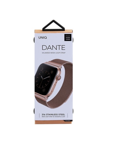Uniq Dante Stainless Steel Strap for Apple Watch 1/2/3/4/5/6/7/8/SE/SE2 38/40/41mm - Rose Gold Uniq Dante Stainless Steel Strap for Apple Watch 1/2/3/4/5/6/7/8/SE/SE2 38/40/41mm - Rose Gold