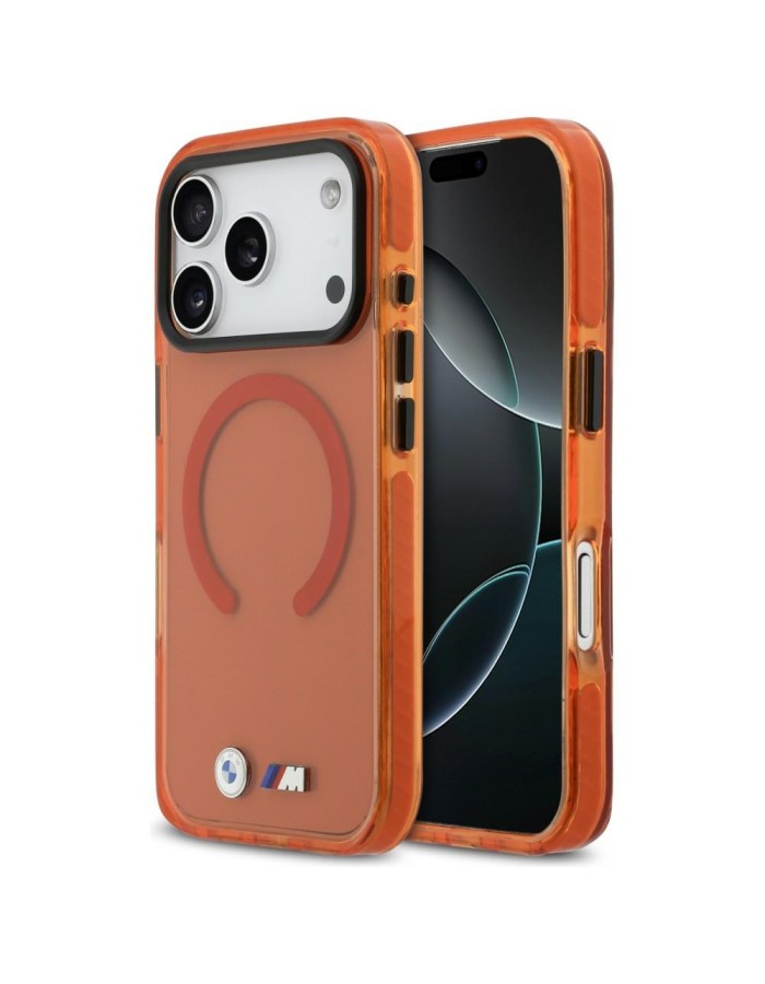 BMW M IML Shockproof Metal Logos MagSafe Case for iPhone 17 Pro - Pro Orange