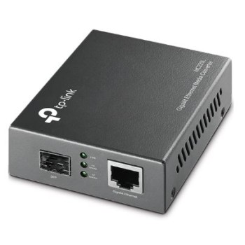 TP-LINK MC220L MEDIA CONVERTER, 1 X GIGABIT SFP PORT, 1 X 10/100/1000 RJ45 PORT, MULTI-MODE/SINGLE-MODE SFP MODULE, UTP CATEGORY 5, 5E, 6 CABLE, PWR, LINK/ACT