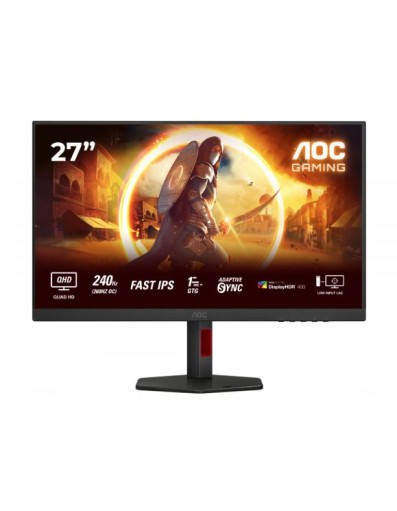 AOC MONITOR GAMING 27'', G, 240HZ, QD-OLED, 2560x1440, 0.03 MS, 400 CD/M², HEIGHT ADJUSTABLE, TILT, SWIVEL, PIVOT, 2X HDMI, DISPLAY PORT, 2 X USB-A, 1 X USB-B, 3YW, BLACK-RED