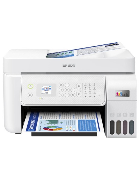 EPSON PRINTER ALL IN ONE INKJET COLOR BUSINESS ITS L5316 A4 ECO TANK, PRINT, SCAN, COPY, FAX, 10PPM (B), 5PPM(C), 5.760 X 1.440 DPI, ADF 30P, USB, WiFi, LAN, WHITE, 2 YEAR WARRANTY, 4 INK, KCYM AND EXTRA BL