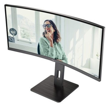 AOC MONITOR 34'', CU34P3CV, BUSINESS CURVED, G, VA, WQHD, 3440x1440, 20M:1, 4MS, 100 Hz, 21:9, ULTRA WIDE, SPEAKERS, TILT, SWIVEL, HEIGHT ADJUSTABLE, HDMI, DP, USB HUB, USB-C, LAN, WALLMOUNT, 3YW, BLACK AOC MONITOR 34'', CU34P3CV, BUSINESS CURVED, G, VA, WQHD, 3440x1440, 20M:1, 4MS, 100 Hz, 21:9, ULTRA WIDE, SPEAKERS, TILT, SWIVEL, HEIGHT ADJUSTABLE, HDMI, DP, USB HUB, USB-C, LAN, WALLMOUNT, 3YW, BLACK