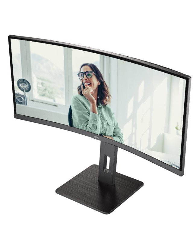AOC MONITOR 34'', CU34P3CV, BUSINESS CURVED, G, VA, WQHD, 3440x1440, 20M:1, 4MS, 100 Hz, 21:9, ULTRA WIDE, SPEAKERS, TILT, SWIVEL, HEIGHT ADJUSTABLE, HDMI, DP, USB HUB, USB-C, LAN, WALLMOUNT, 3YW, BLACK