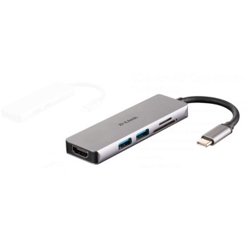 DLINK ADAPTER 5-IN-1, USB-C HUB WITH HDMI/SD AND MICROSD CARD READER