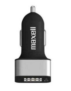 MAXELL POWER CAR ADAPTER WITH 2X USB PORTS, 1x 1A AND 1X 2.1A OUTPUT, CHARGE TWO DEVICES SAME TIME, LED LIGHT INDICATES CHARGING, BLACK