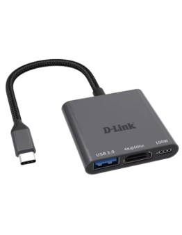 DLINK ADAPTER 3-IN-1 USB-C DONGLE, HDMI 4K@60HZ, USB-A 3.0, PD 100WATTS; 1*USB-A 3.1 PORT 5GB/S